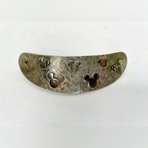 Mickey Mouse Disney Silver Tone Metal Hair Barrette Made In France